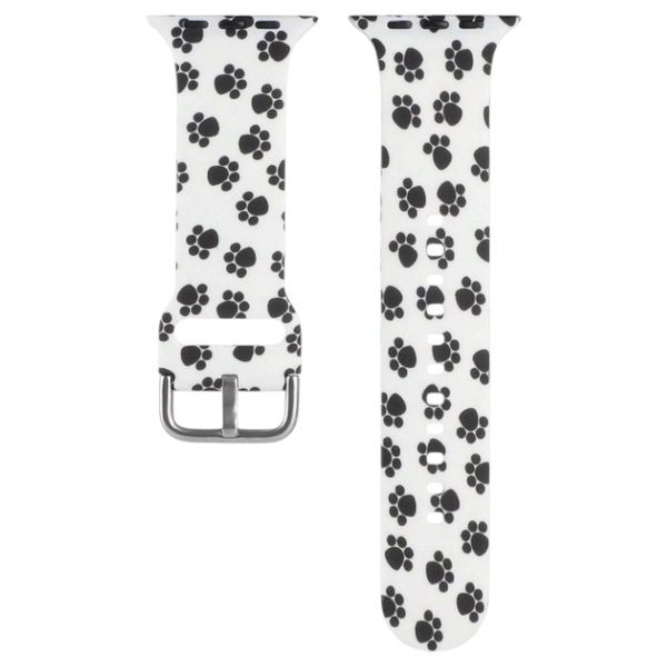 Silicone Watch Strap With Paw Print Design - White, Black