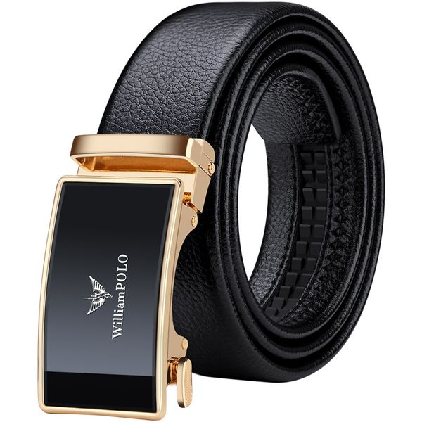 WilliamPOLO Men's Sleek Design Genuine Leather Belt-Automatic Buckle