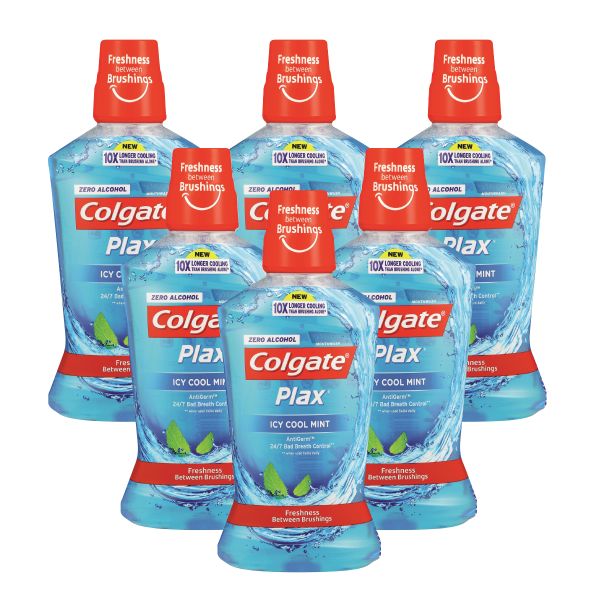 Colgate Plax Mouthwash, Icy Cool Mint, Bulk Offer - 6 X 500ml