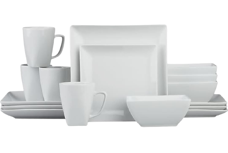 Square Ceramic 16 Piece Dinnerware set - White