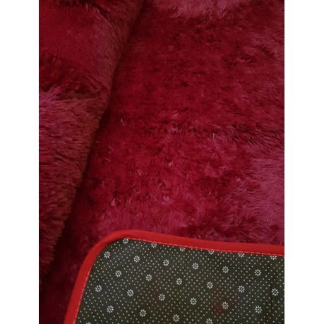 Large Premium Fluffy Carpet Rug Red, Large Red Plush Rug