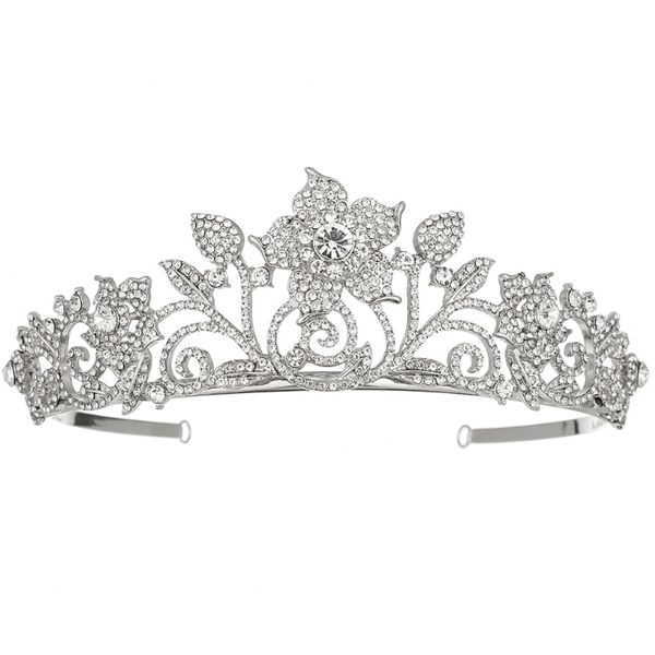 Olive Tree-Rhinestone Crystal Styled Tiara 2548-Bridal/Formal-Silver