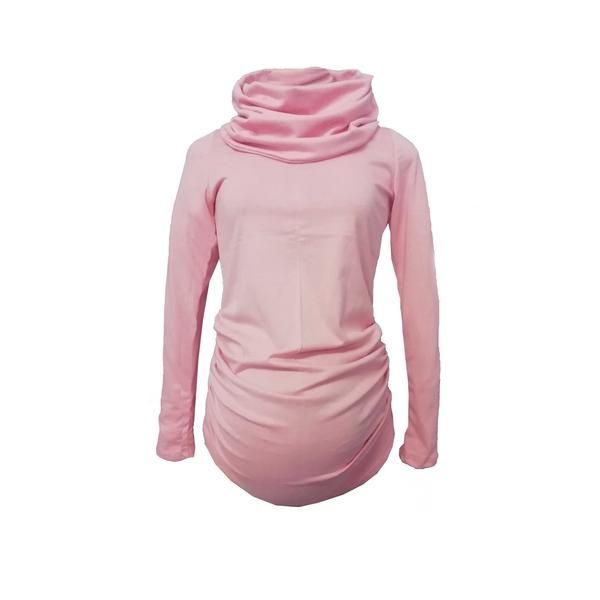 Hannah Grace Maternity Bubble Gum Pink Winter Polar Neck Long Sleeve Top