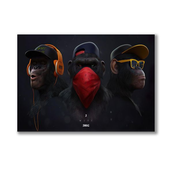 Swag Meets Wisdom: The 3 Wise Monkeys Canvas Art