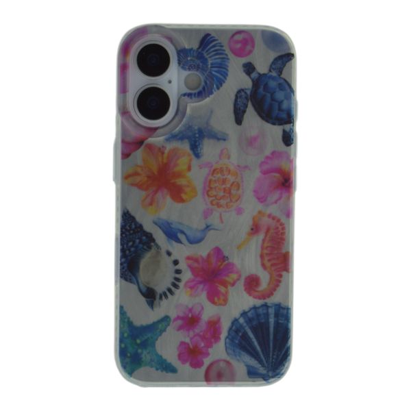 Marine Life &amp; Hibiscus Design Phone Case Compatible With iPhone 14, 15, 16 series