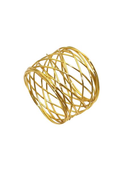 BUC - Metal Mesh Napkin Rings - Gold Napkin Ring Table Decor - 12 Pieces