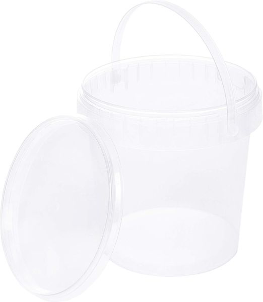 Clear Food Grade Buckets with Lids 10l (5 piece)