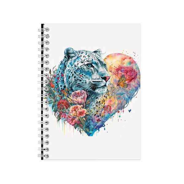 Leopard Watercolor Heart Notebook Animal Gift Idea Notepad Pad 117