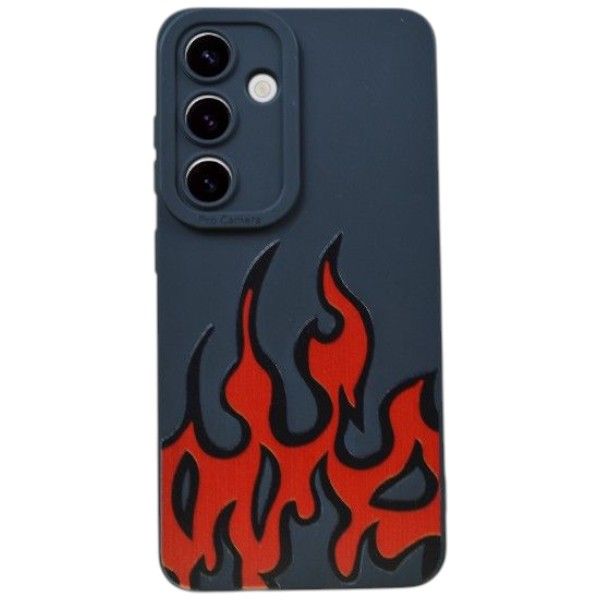Bold Flame Design Phone Case Compatible With Samsung Galaxy S24 - Black
