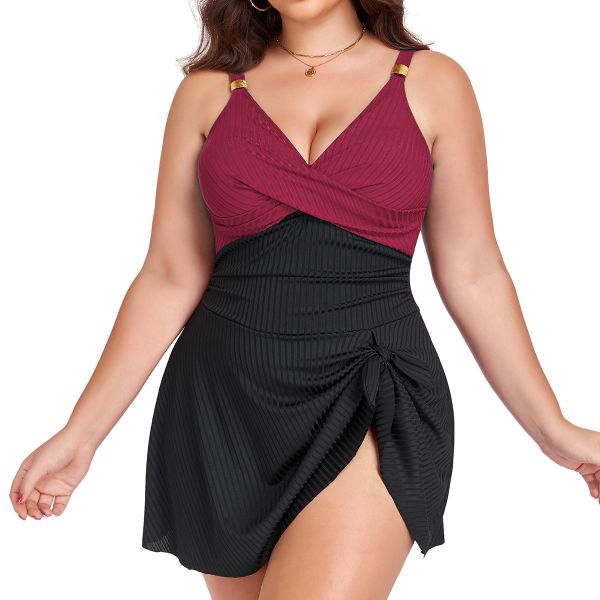 Women Plus Size Swimsuit One Piece Swim Dress Bathing Suit Modest Swimwear