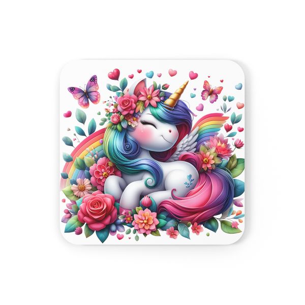 Rainbows &amp; Butterflies Unicorn Coasters- 4 Pack