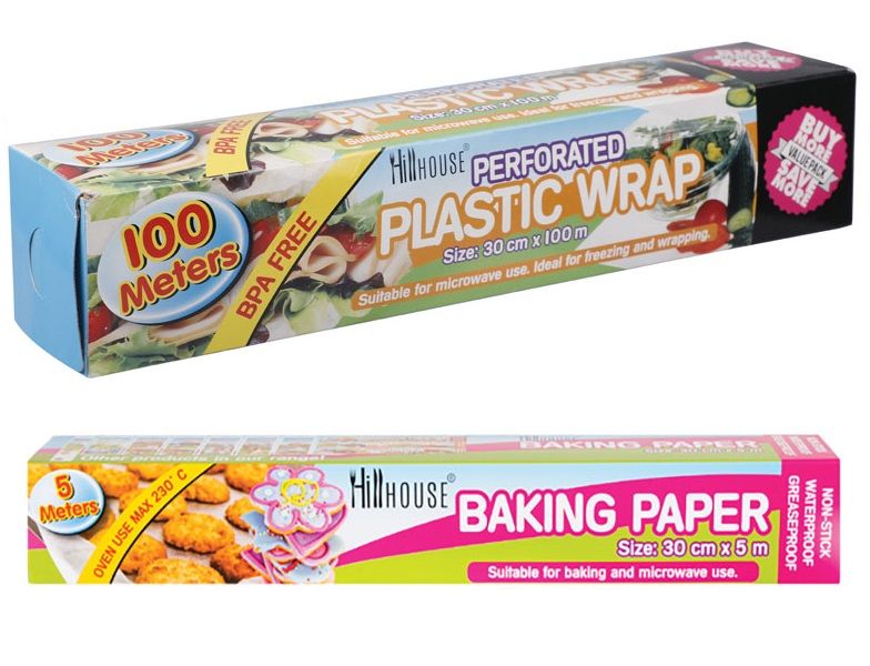Disposable Roll Plastic Wrap 100m Perforated &amp; Baking Paper 5m