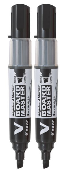 Pilot V Board Master Chisel Tip Refillable W/Marker Pack of 2 - Black