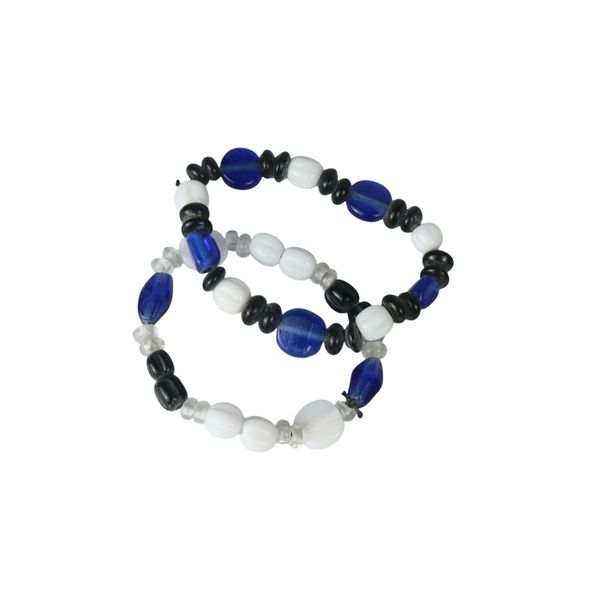 Beaded Bracelet Set (Blue &amp; White) - 2 Pack
