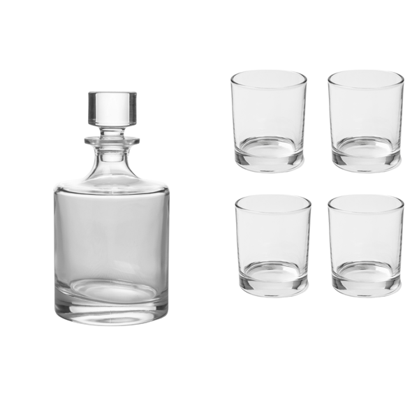 OMADA Whisky Decanter and 4 Glasses Gift Set - Luxury Barware