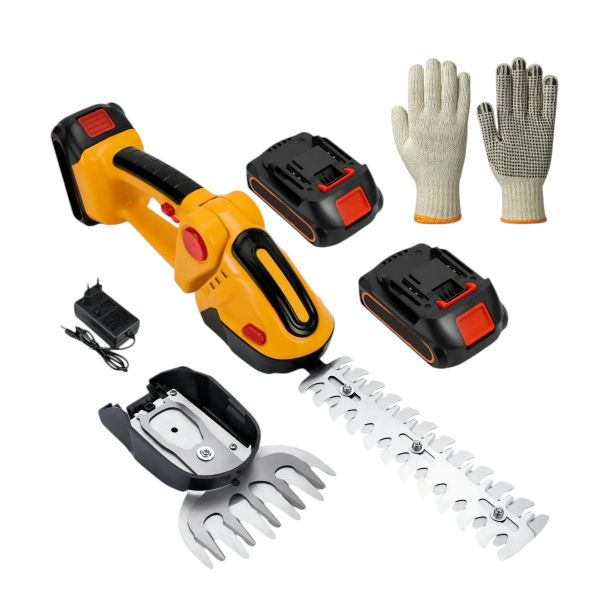 24V Cordless Hedge Trimmer Grass Shear - 2 Lithium Battery,Blades &amp; Gloves