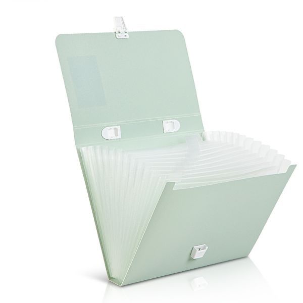 Deli Expanding File A4 13 Partition Pastel Green