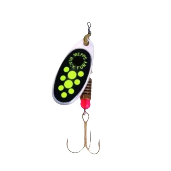 Mepps Black Fury Spinner Size 2 - Yellow Dot / Silver Chartreuse