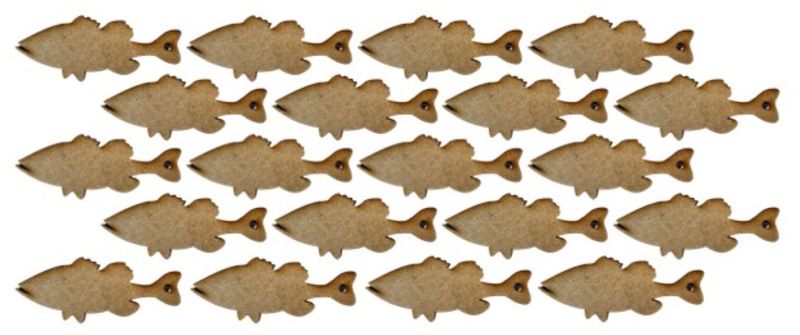 MDF Bass Fish Keyring Blanks 7cm with 3mm Hole (3mm Blonde MDF)