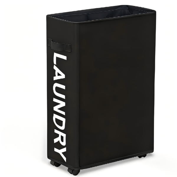 42L-Laundry Hamper with Removable Swivel Wheels - Black