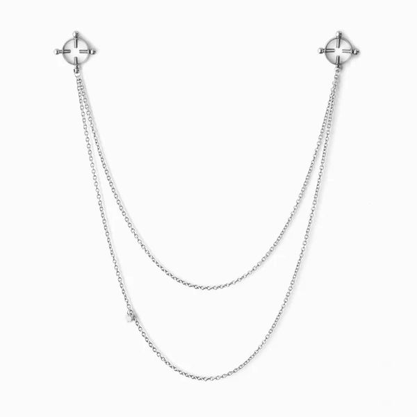 Screw Nipple Ring with Chains
