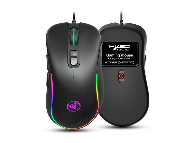 HXSJ J300 Wired Gaming Mouse - Black