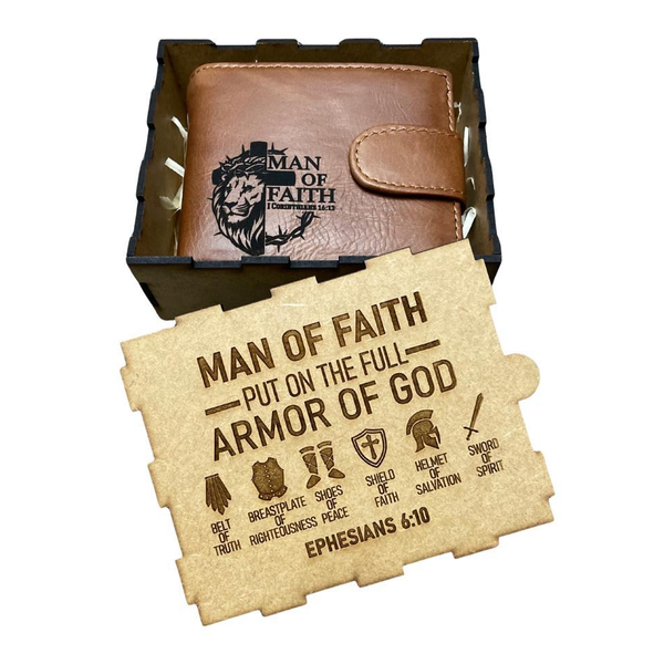 The Knörr Collection - Engraved Men's Leather Wallet - Man of Faith