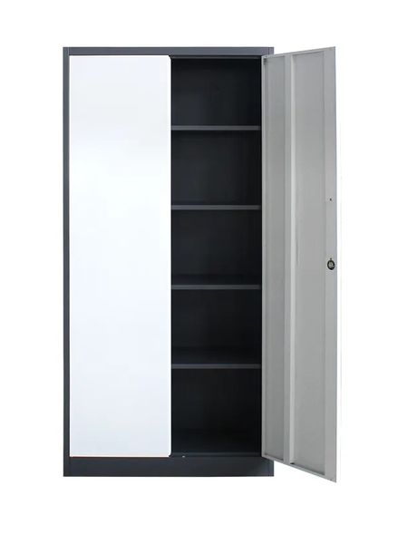 Steel Filing Cabinet Storage Cupboard - Dark Grey &amp; White - 180x90x45cm