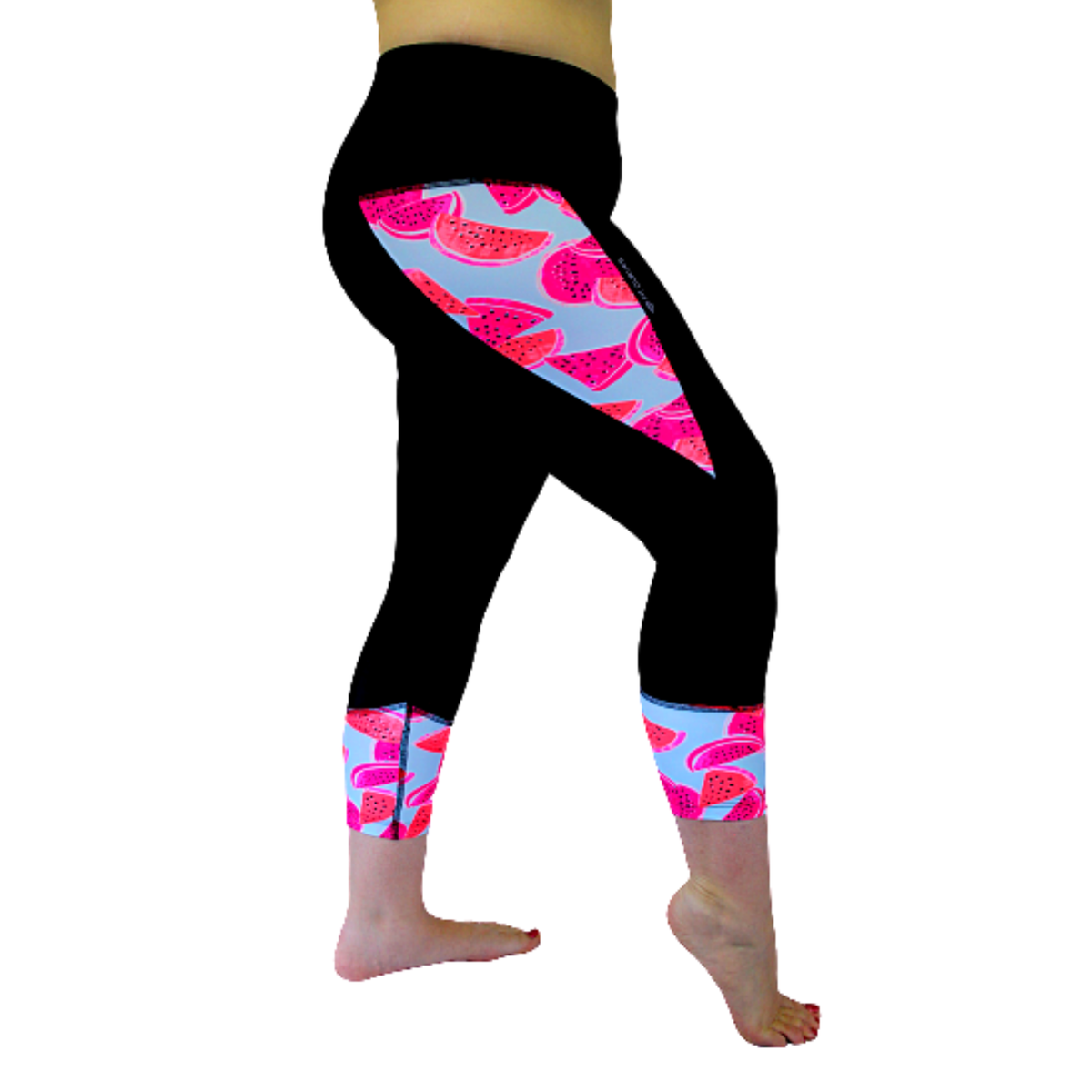 Fit Curves Plus Size Black Gym Tights with Watermelon Accents | Buy ...