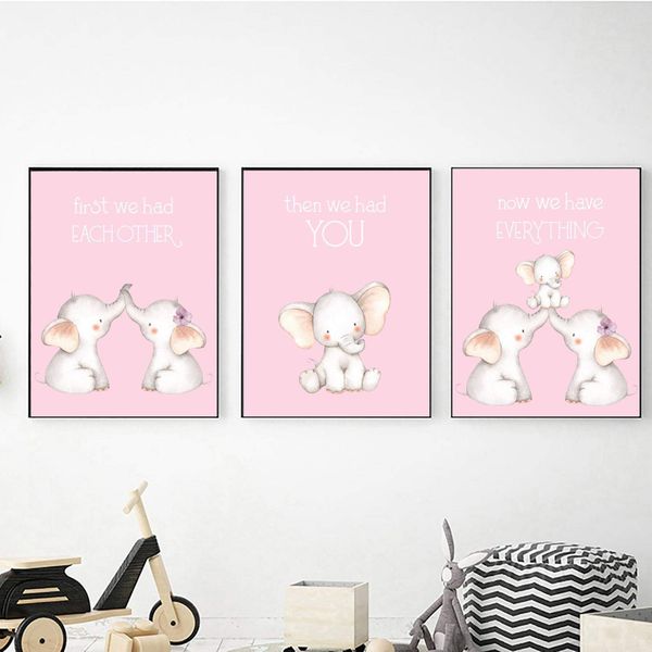 Ellies Now We Have You in Pink - 40cm x 50cm Canvas -Set Of 3