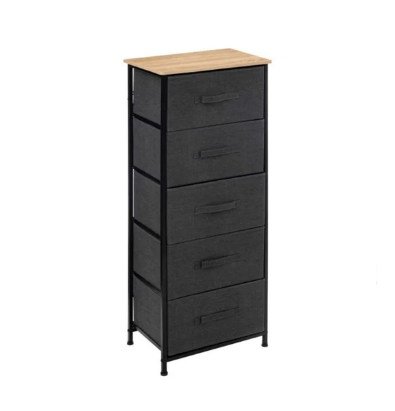 Modern 5 Drawer High Drawer Chest/ Shoe Rack - Charcoal Grey