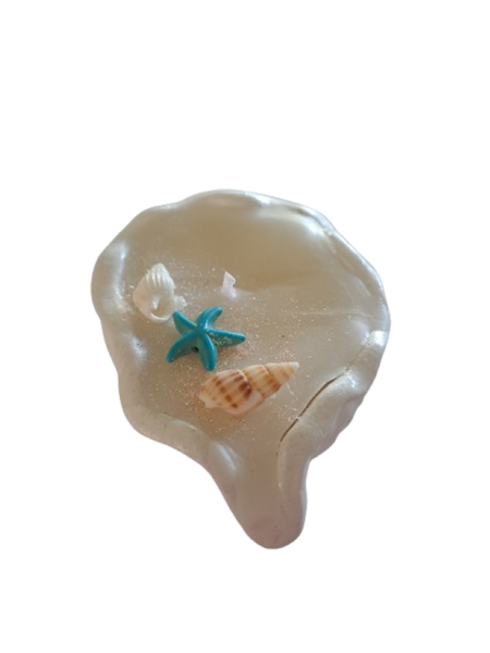 Coastal Charm Shell Jar Candle, White wax, 9.5cm, Vanilla Candle
