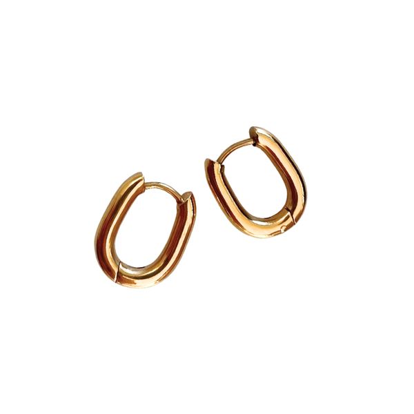 Jane Fields - Oval Huggie Hoops - Gold