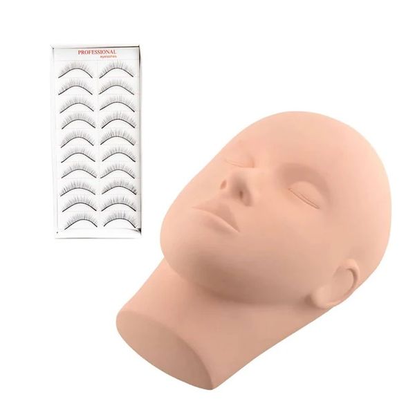 Practice Mannequin Head with 10 Pairs Practice Lashes