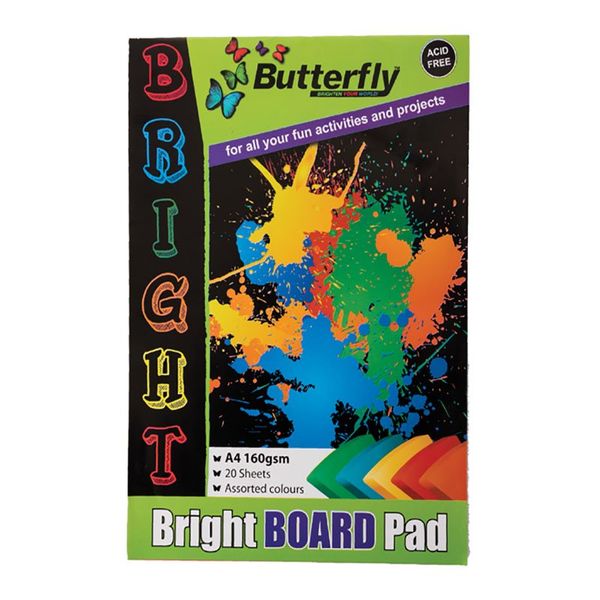 Marlin A4 Board Pad 25 Sheets 160gsm Asstd Bright Colours (3 Pack)