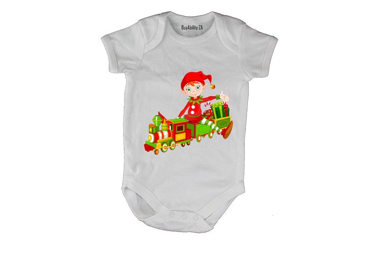 Christmas Elf - Train - Short Sleeve - Baby Grow