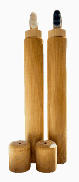 Set of 2 Bamboo Ultra Soft Toothbrushes and Bamboo Holders