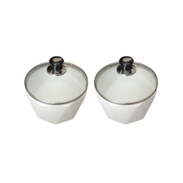 Geometric White Ceramic Serving Bowls with Lid Set 65cm