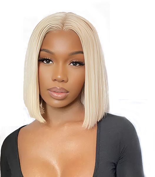 Virgin Human Hair - #613 Blonde Full Frontal Bob Wig - 10inch