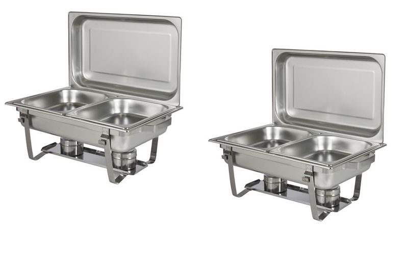 2 Piece 16L Stainless Steel Double Tray Chafing Dish