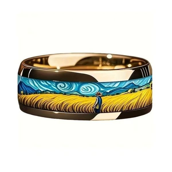 Van Gogh art Ring Retro Art Titanium Steel Ring