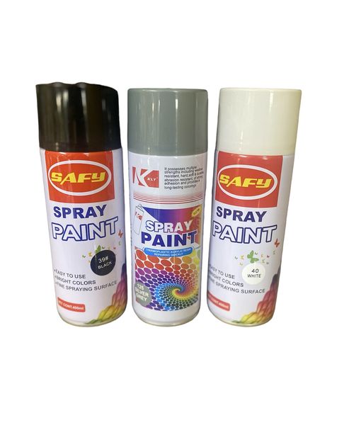 Pack of 3 Black, Silver &amp; White Spray Paint Cans 400ml