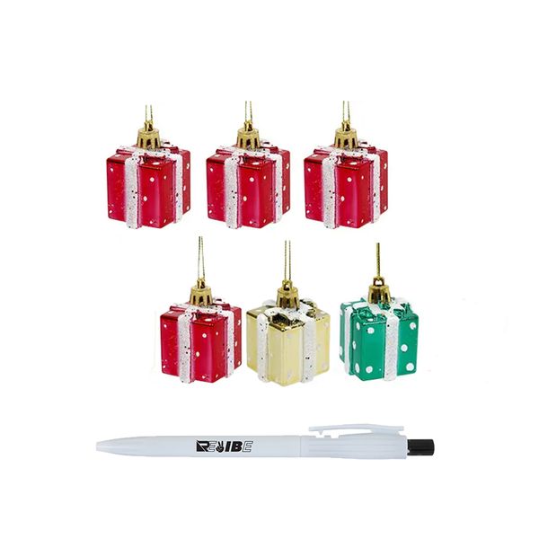 3Pack Assorted Christmas Tree Hanging Gift Boxes Ornaments With ReVibe Pen