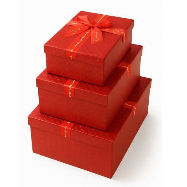 3pcs Gift Box with Ribbon for Wedding Birthday Valentine's Gift Packaging