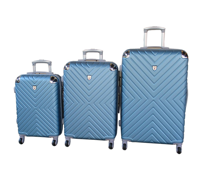 Light Blue ABS 3-Piece Hard-Shell Luggage Set with Spinner Wheels and Lock