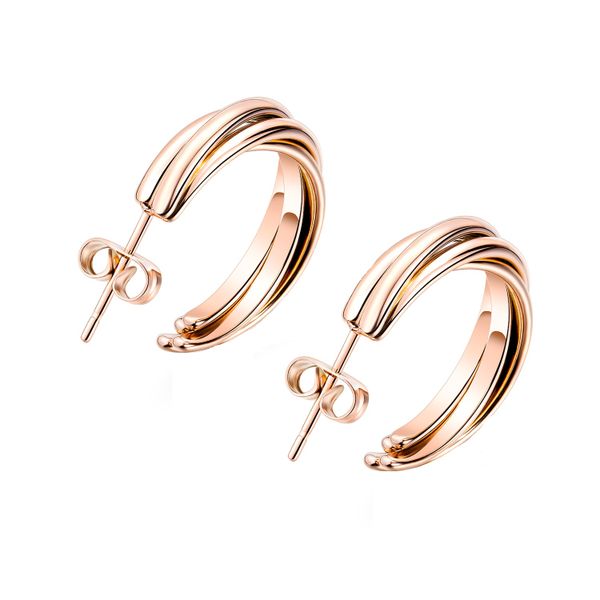 Triple Twist Ladies Stud Earrings (ER-GE530-RG)