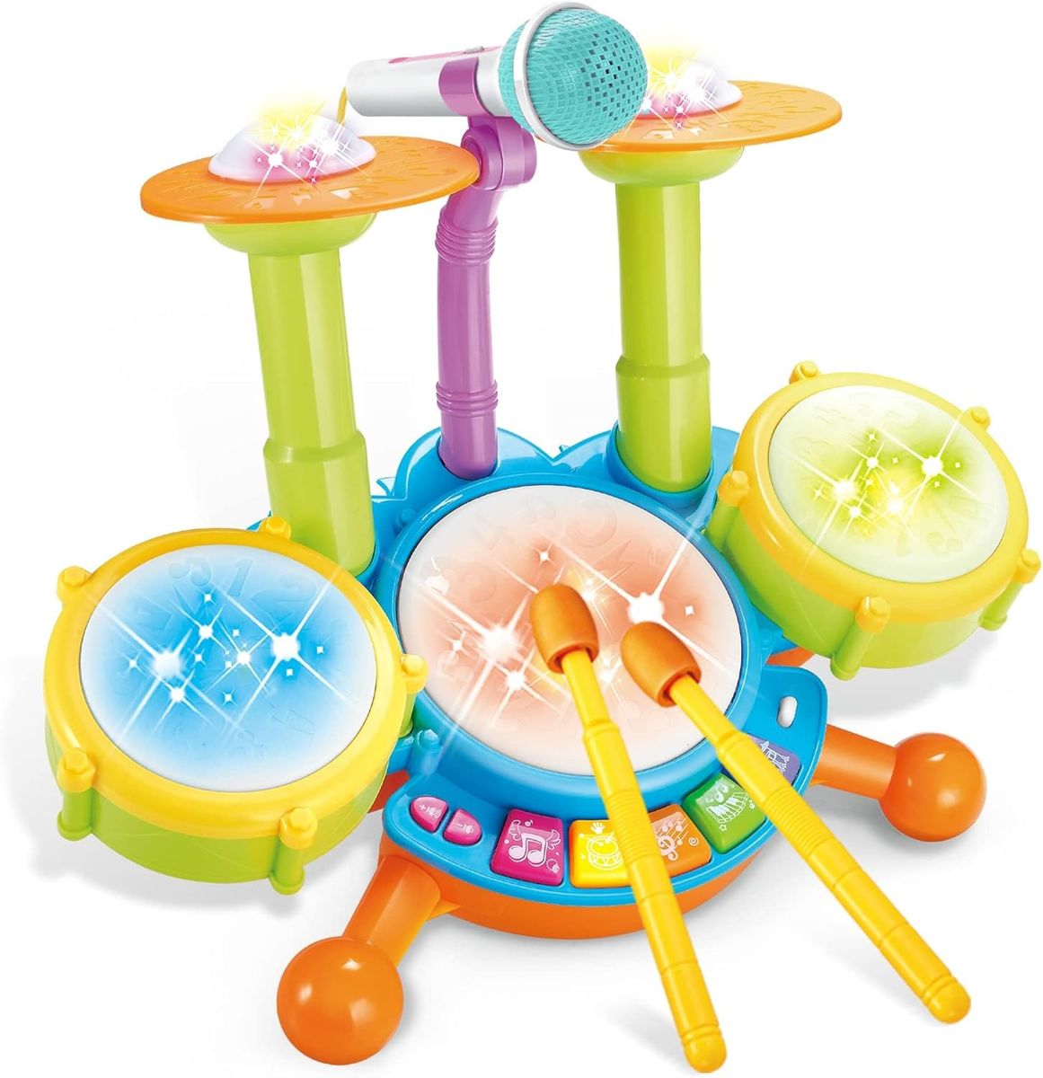 Drum Set for Toddlers 1-3,Baby Drum Set with Microphone,Kids Drum Sets Toys