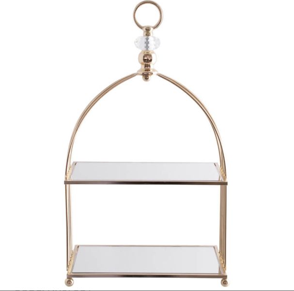 Two Tier Gold Mirror Cake and Cup Cake Stand - 48 x 26 CM