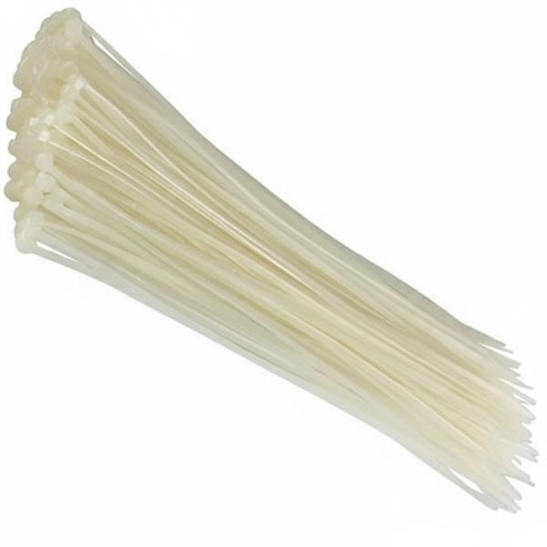100 Piece White Nylon Cable Ties 2.5mm x 200mm
