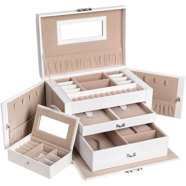 Songmics Dual Case Jewellery Box, White